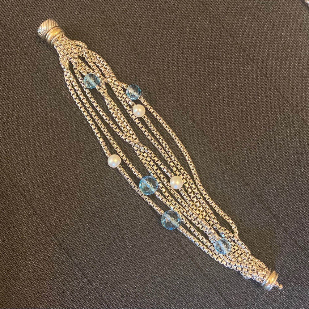 David Yurman Blue Topaz & Pearl Bracelet